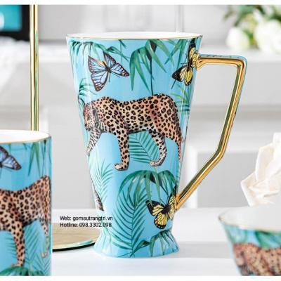 BỘ ẤM TRÀ RỪNG NHIỆT ĐỚI VIỀN VÀNG 9 MÓN